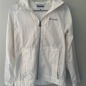 Columbia Women’s White Lightweight Quick Dry Raincoat With Removable Hood